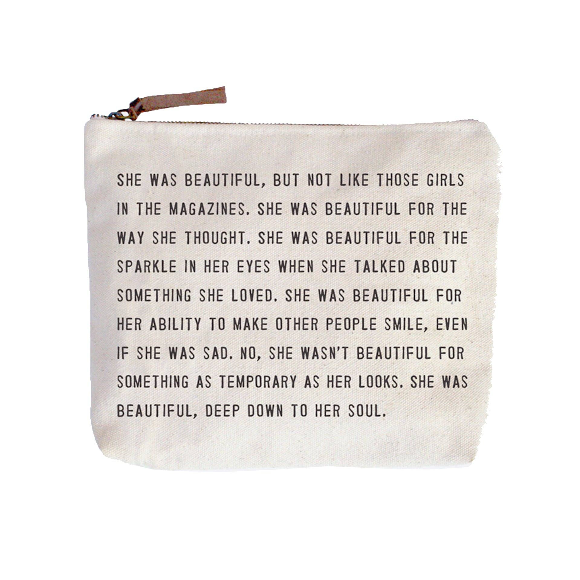 Favorite Story Sugarboo & Co She Was Beautiful Canvas Zip Bag