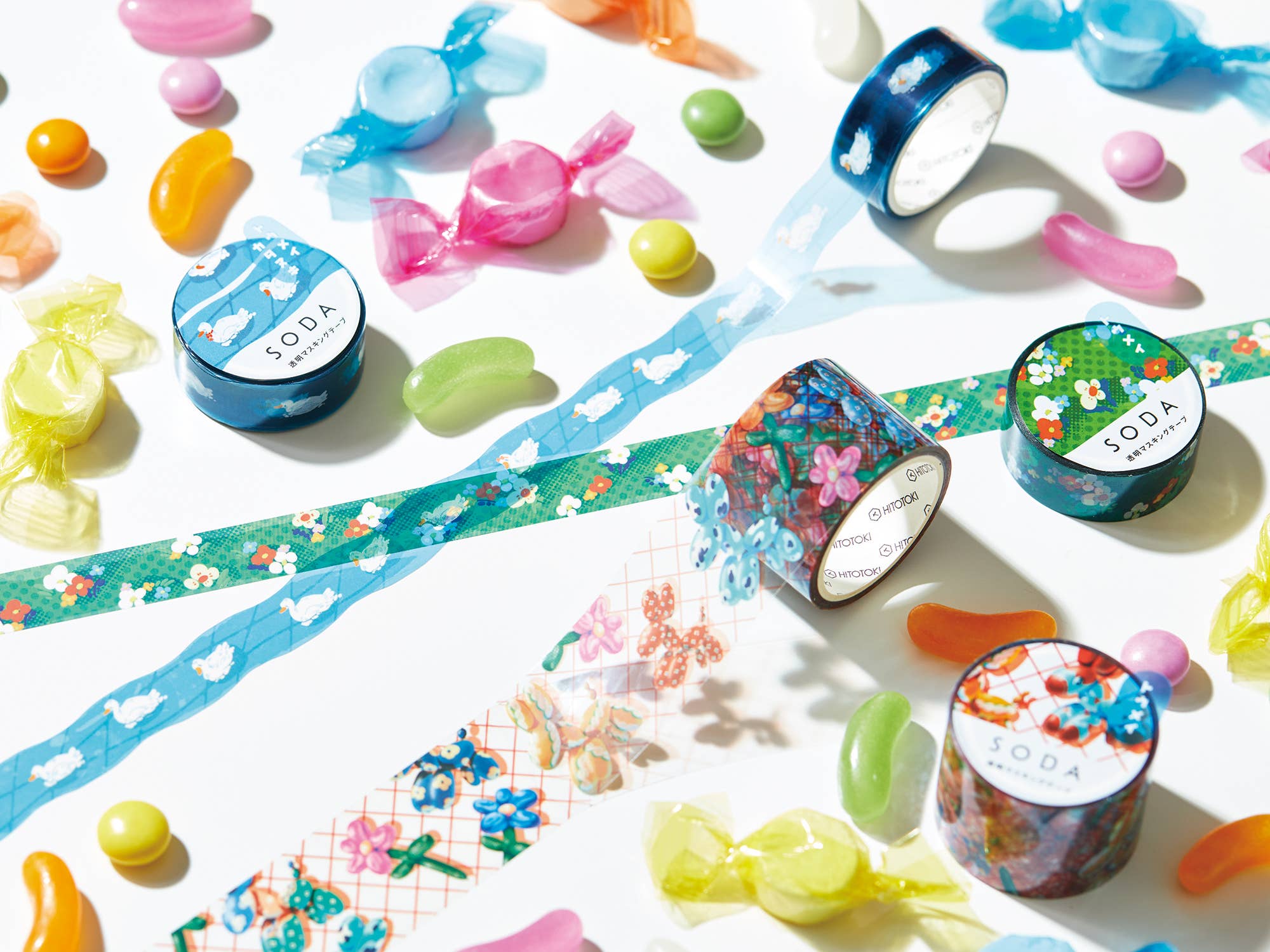Favorite Story HITOTOKI by KING JIM SODA transparent Masking Tape THIN 0.4" wide