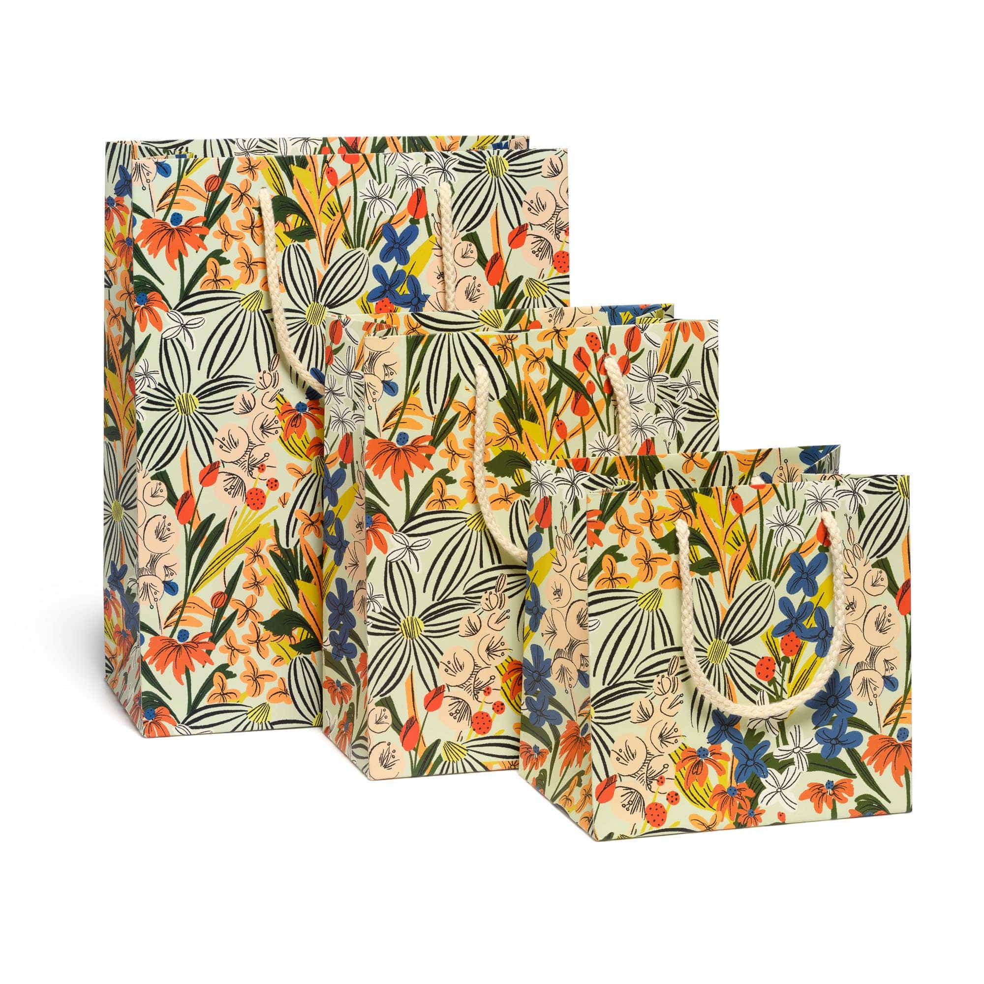 Favorite Story Red Cap Cards Medium Striped Florals gift bags