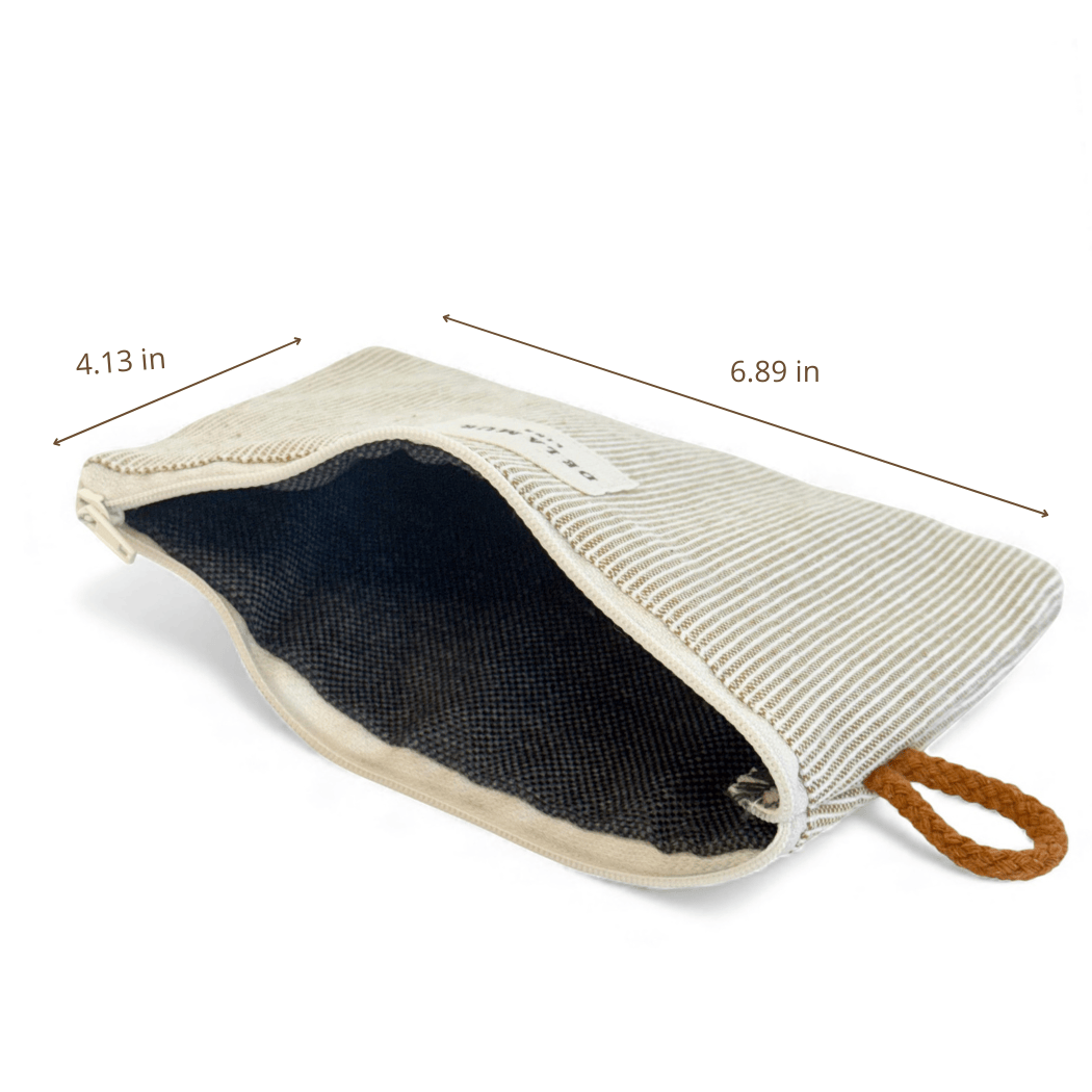 Favorite Story DE LA MUR LINE US Inc Striped Jacquard Small Makeup Bag / Coin Purse – Olive & Cream (Foz)