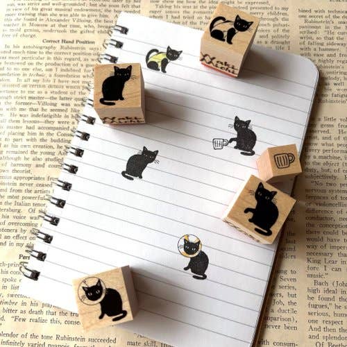 Favorite Story Japacolle — Japan Collections | See Latest News in "About" WKMC stamp 20x20mm Half-Open Eyes Black Cat