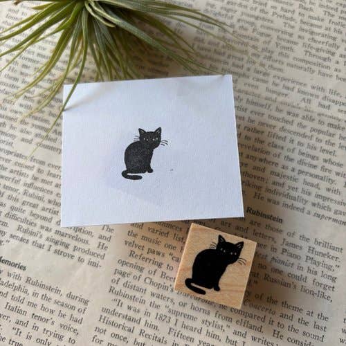 Favorite Story Japacolle — Japan Collections | See Latest News in "About" WKMC stamp 20x20mm Half-Open Eyes Black Cat