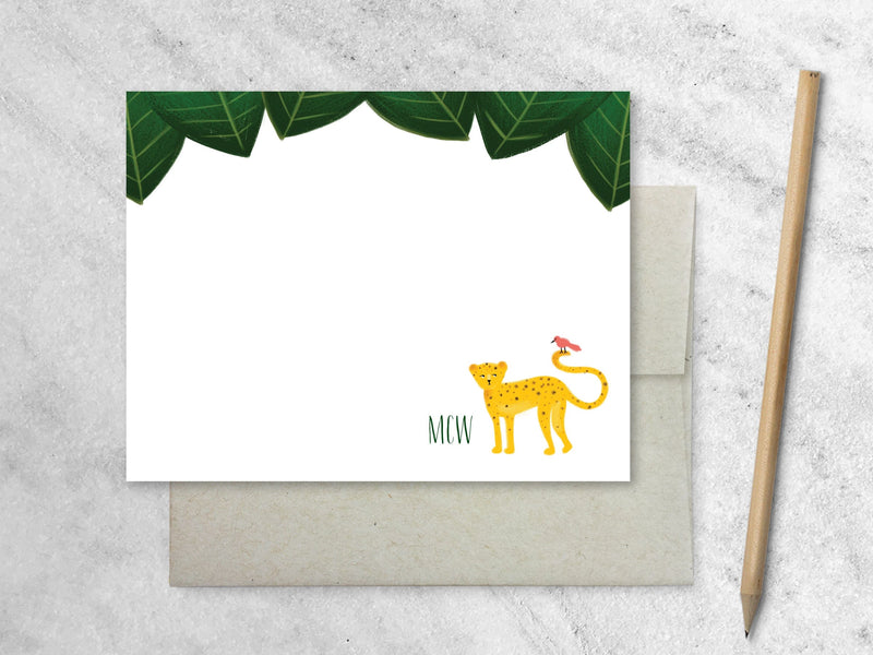 Favorite Story In the Jungle Monogram / 10 Cards & Envelopes Personalized Stationery