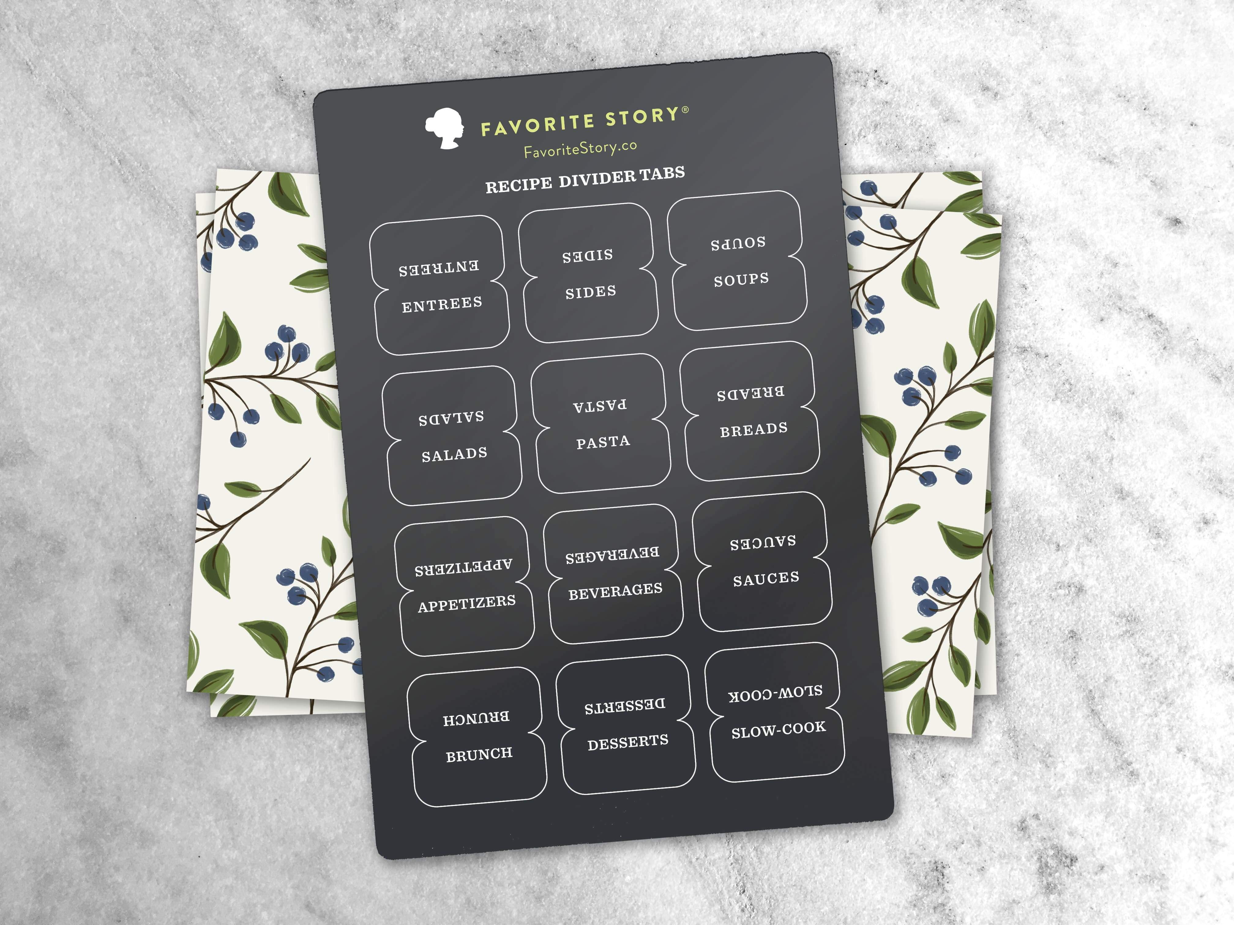 Recipe Cards Favorite Story Wild Berries Recipe Card Dividers & Tabs for Recipe Box