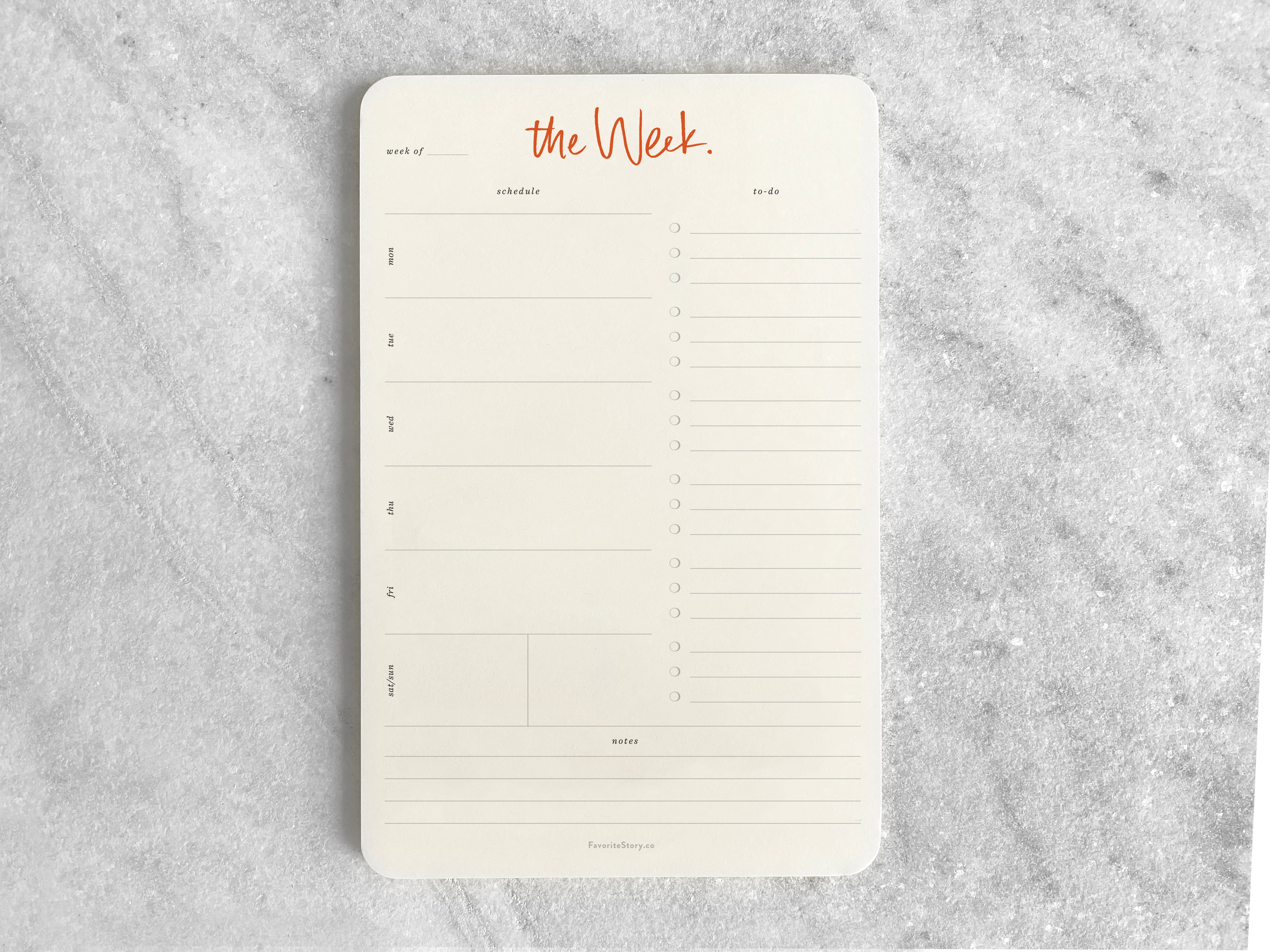 The Week Planning Notepad