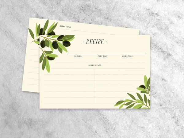 Favorite Story Recipe Cards Pack of 12 Tuscan Olive Recipe Cards